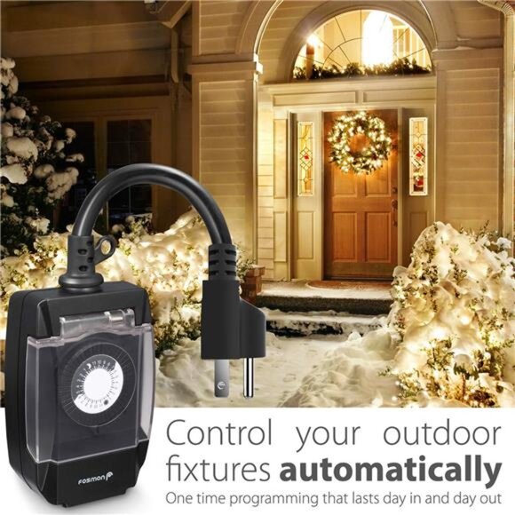 Outdoor 15A 24-Hour Mechanical Light Timer, 3-Prong ETL Listed Water Resistance - Picture 6 of 8